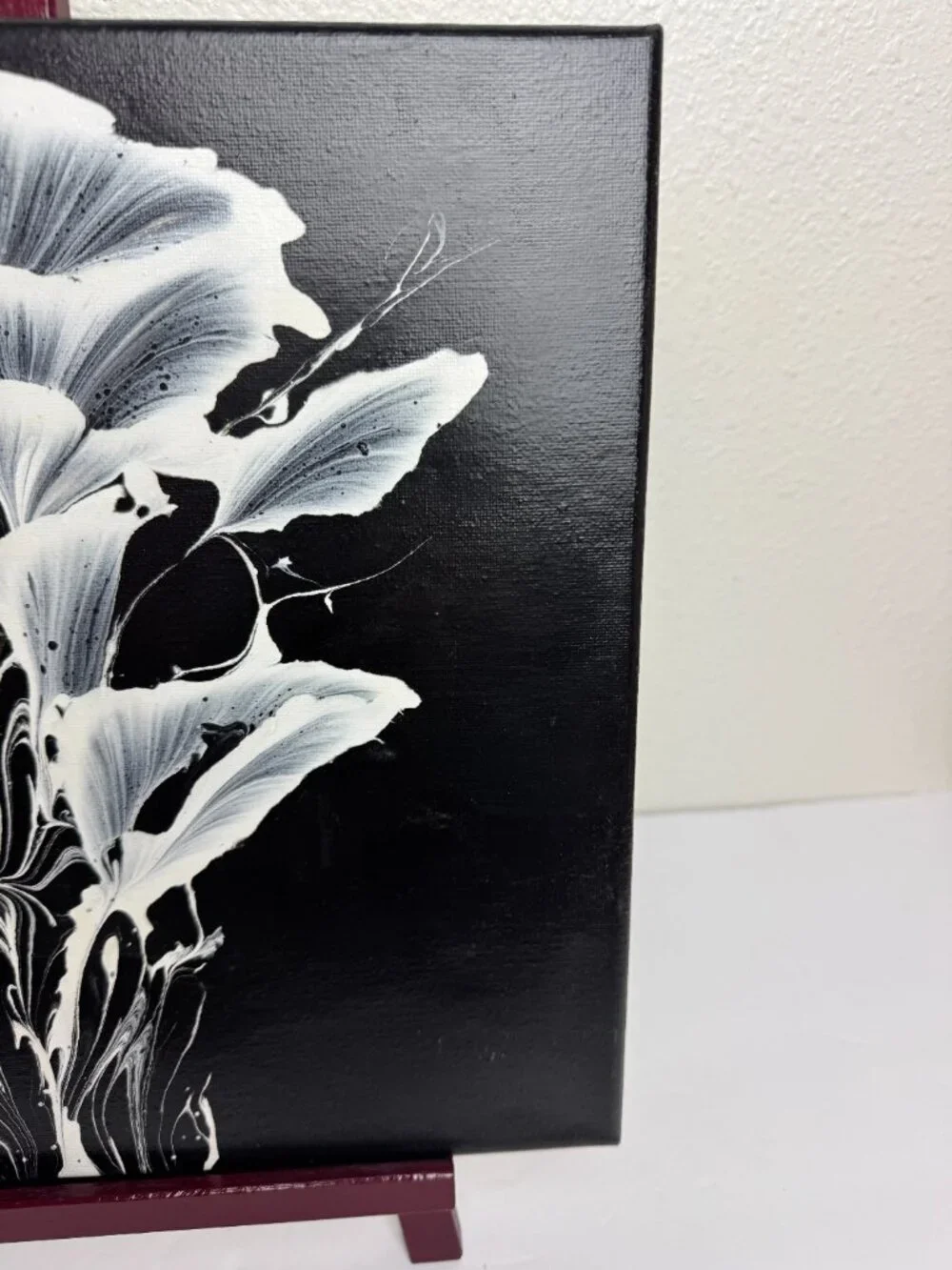Original Acrylic Floral Painting on Canvas Chain Pull Modern Wall Art